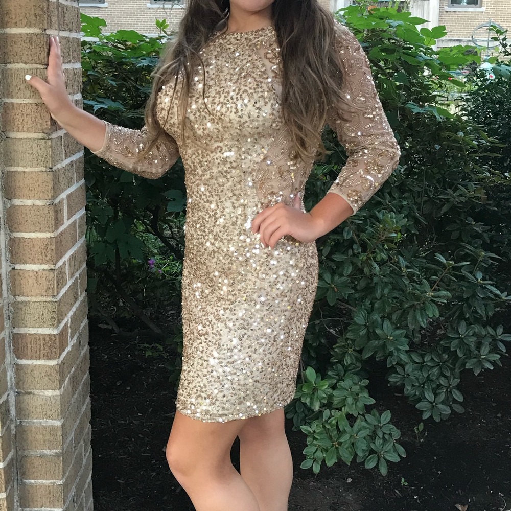 Homecoming- SCALA Gold Sequined Formal Dress *EUC
